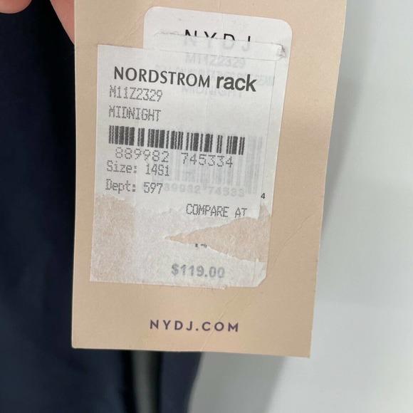 NYDJ Pull-On Faux Leather Stripe Knit Pants Navy - Picture 4 of 8